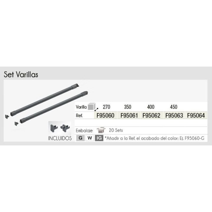 BARRA OLLERA 500mm.4PZ. CON TRASERO DE 199mm ANTRACITA